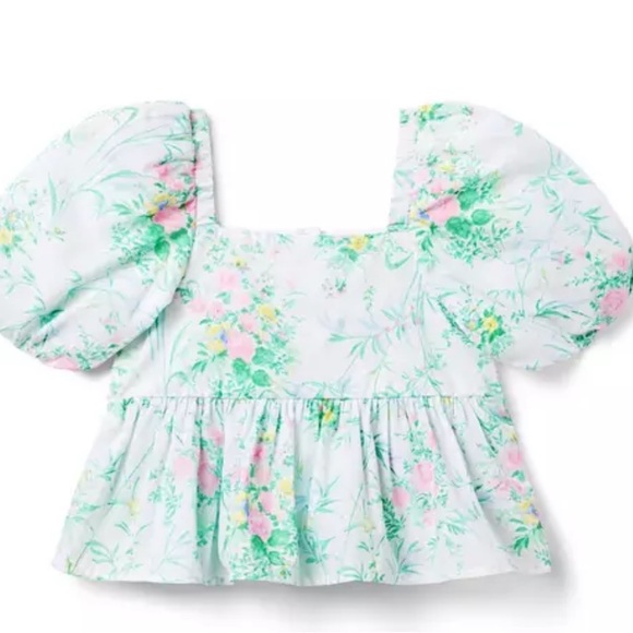 FLORAL BUBBLE SLEEVE PEPLUM TOP NWT 12-18 months Janie and Jack - Picture 1 of 6